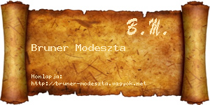 Bruner Modeszta névjegykártya